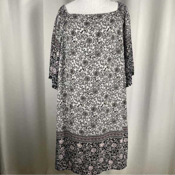 Avenue Black And White Floral Shift Dress Size 14/16 - Picture 2 of 16